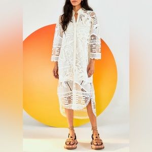 Farm Rio Guipure Lace Shirtdress